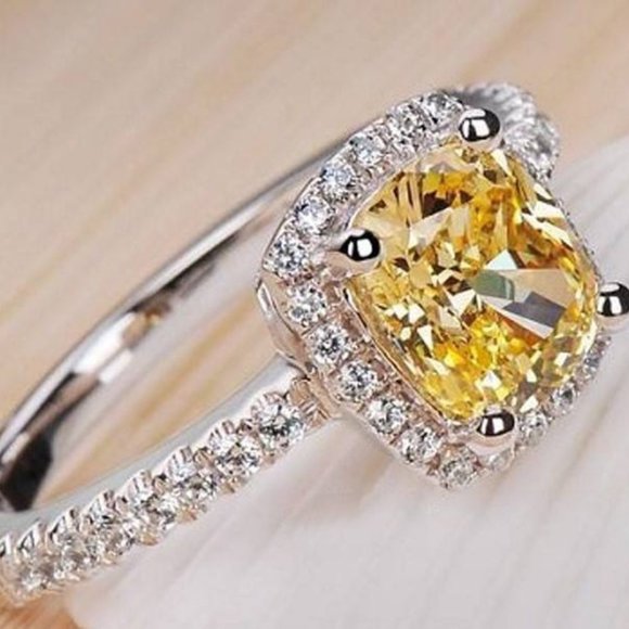 Yellow Zircon Cushioned Ring. NIB - Picture 6 of 12